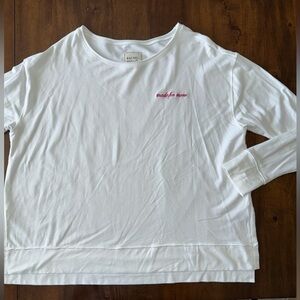 Rachel Hollis Embroidered Made for More White Long Sleeve Pull Over Womens L